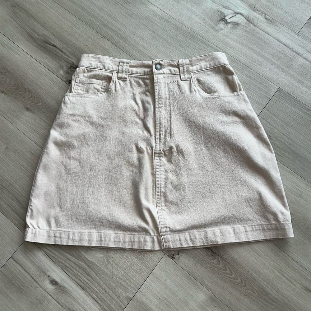 gap 90s creamy tan denim mini skirt